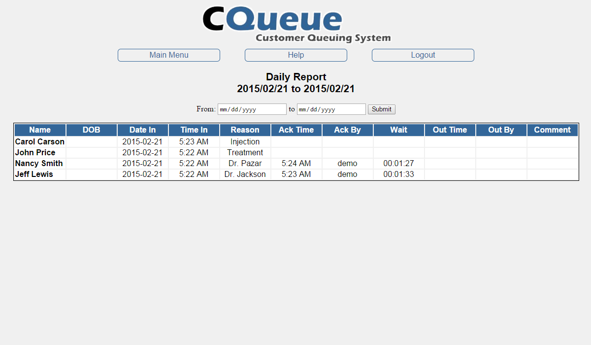 Check In Daily Report Check In Daily Report